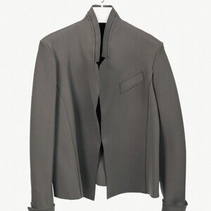 Marie Saint Pierre Grey Neoprene Open-Front Blazer